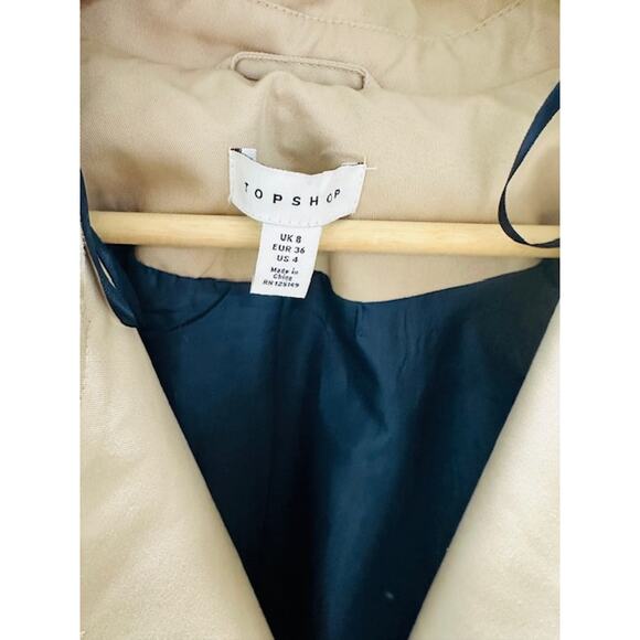 Topshop Longline Trench Coat- Beige/Stone Women's Size Small - Picture 4 of 4
